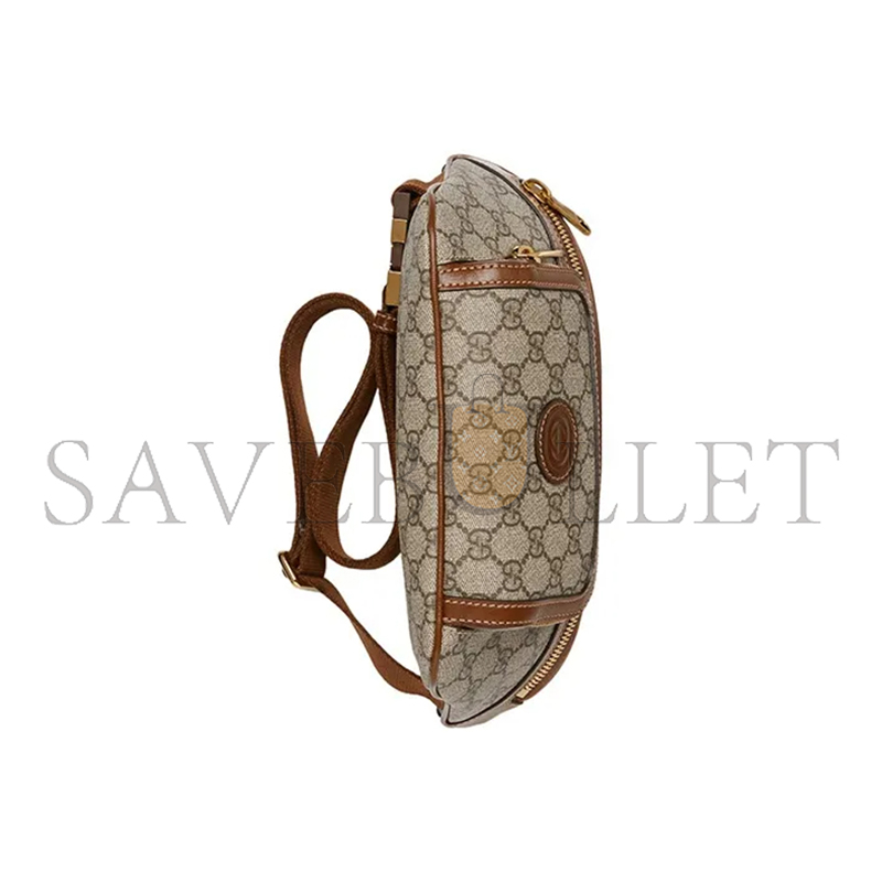 GUCCI GG LARGE CANVAS WITH LEATHER TRIM FANNY 733240 (22*15*4cm)